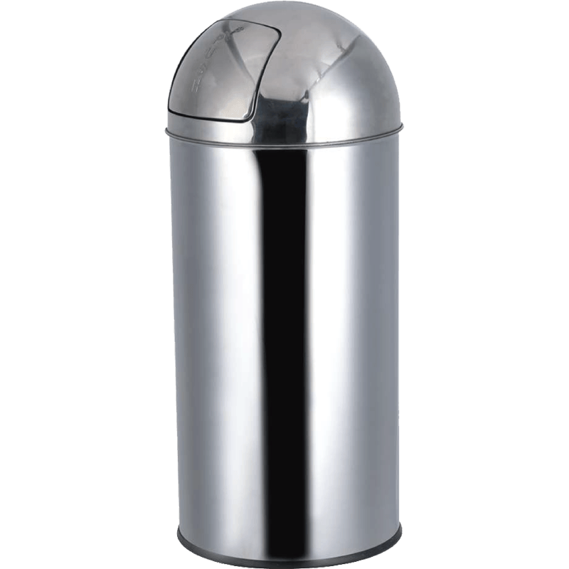 HZ300 commercial lobby stainless steel trash bin with swing top, 15L-70L sizes in white, black and stainless steel finishes - Satin