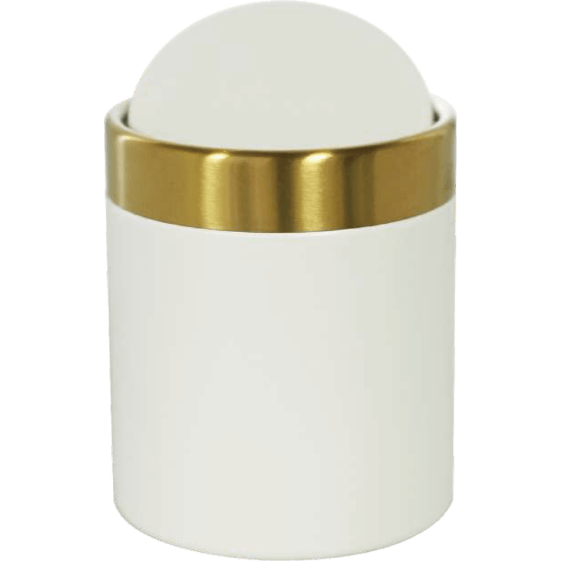 HZ900 small white gold trim open top kitchen trash can, 1.5L/2.5L for home and bathroom use - lid open