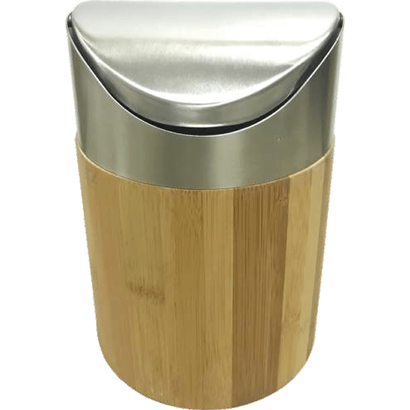 HZ910 small stainless steel swing lid table top trash can, 1.5L/2.5L multi-color for home and office use - Bamboo