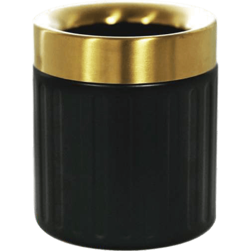 HZ960 compact stainless steel tabletop trash can white black gold rim mini desktop waste bin - 1.5L Black
