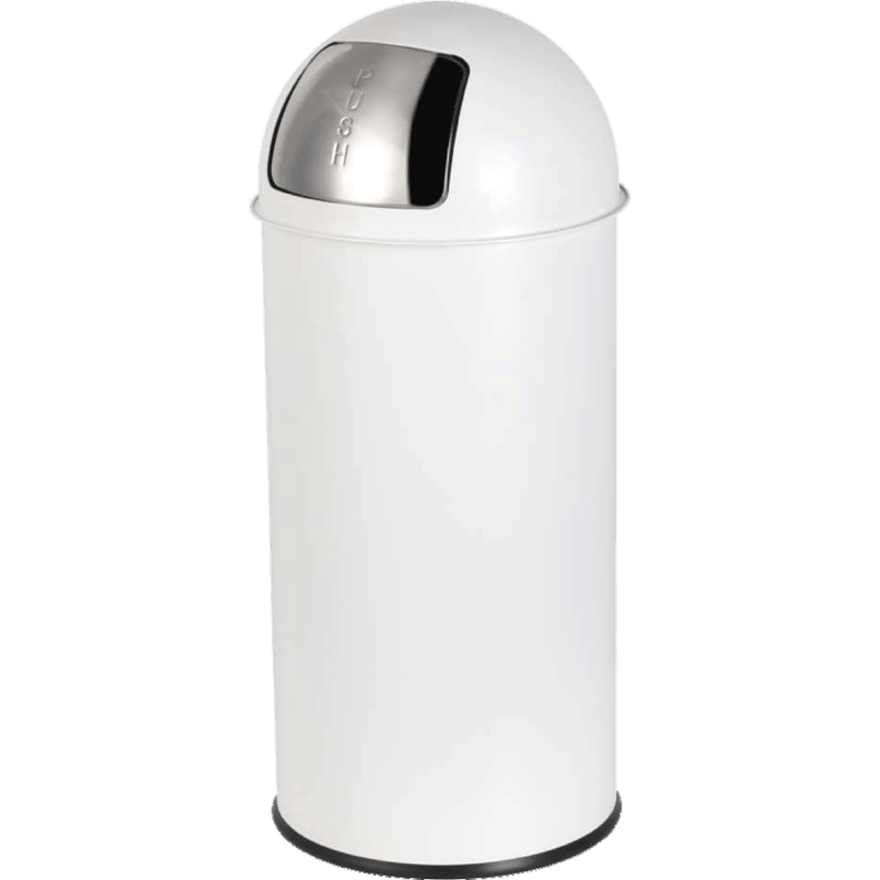 HZ300 commercial lobby stainless steel trash bin with swing top, 15L-70L sizes in white, black and stainless steel finishes - White