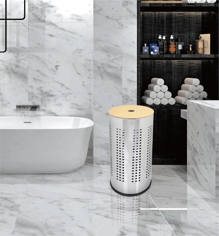 Bathroom Trash Cans | slim stainless steel trash can for hotel guest bathroom