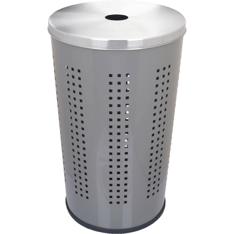 HZ610A perforated stainless steel bathroom trash can with ventilation holes, 46L size in gray, white and stainless steel finishes - Grey