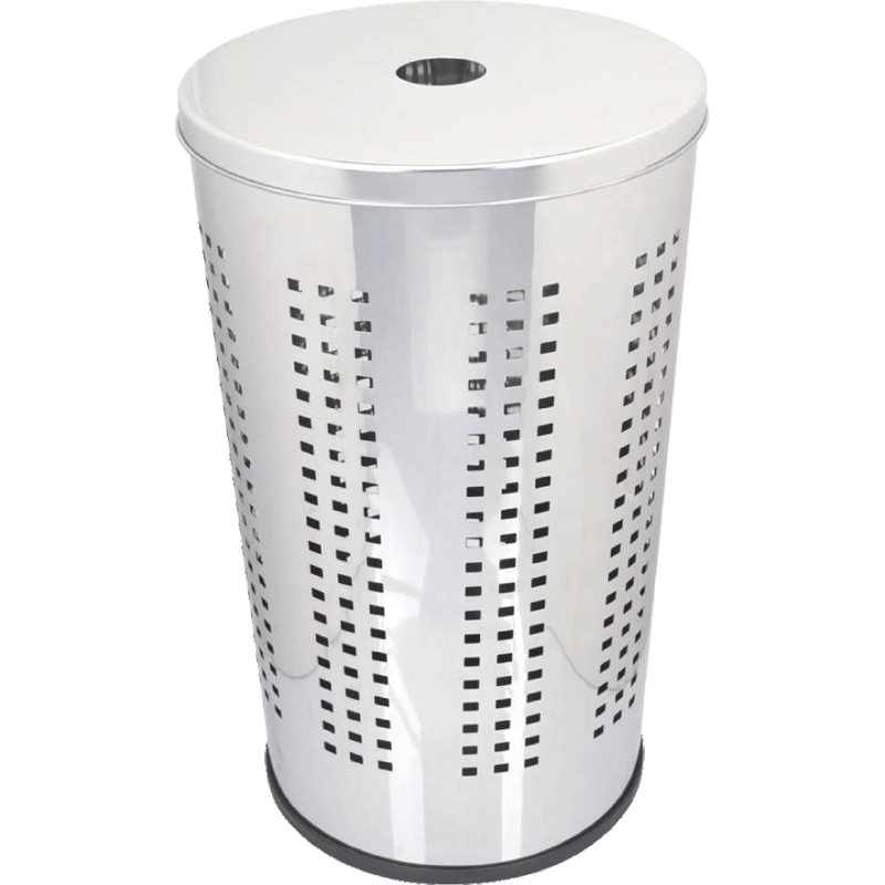 HZ610A perforated stainless steel bathroom trash can with ventilation holes, 46L size in gray, white and stainless steel finishes - Satin