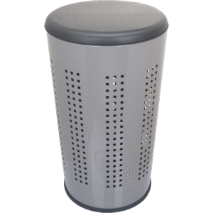 HZ610C perforated stainless steel bathroom trash can with padded lid, 46L size in black and gray finishes - Grey