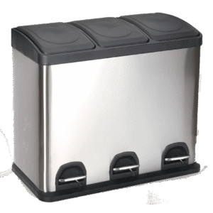 HZ710 triple compartment kitchen recycling bin, stainless steel 45L for home waste separation