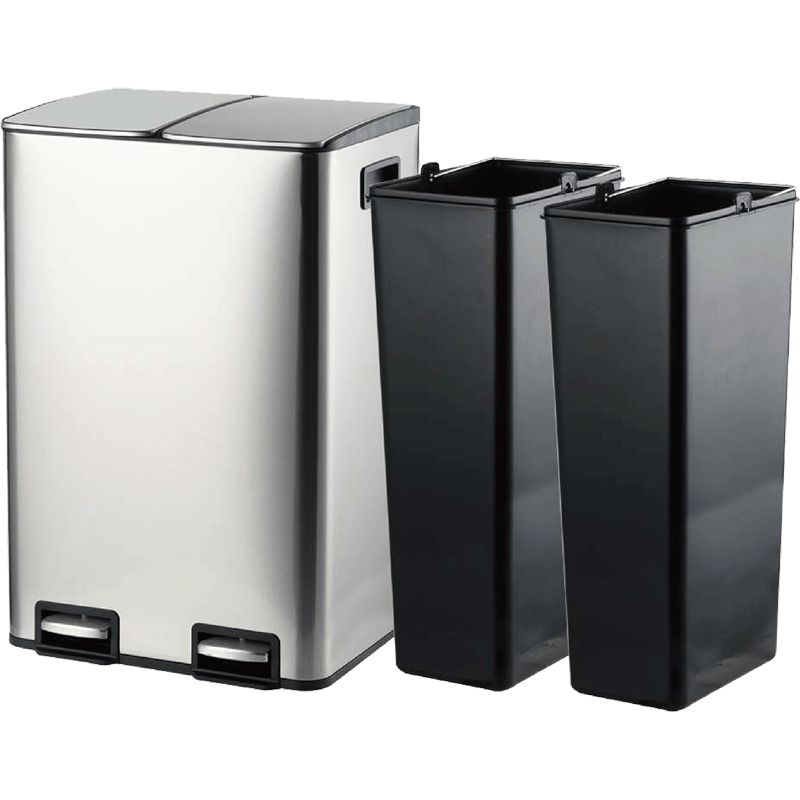 HZ720 stainless steel double compartment kitchen recycling bin, 30L/40L for home waste separation - inner bucket