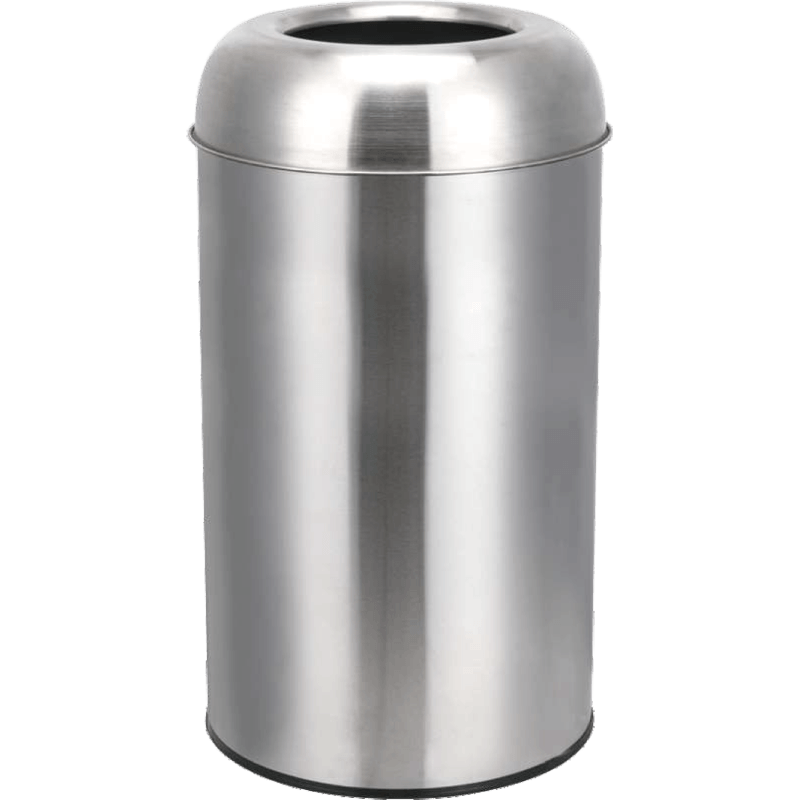 HZ800 commercial lobby stainless steel trash bin in 50L/70L/90L sizes, stainless steel and white finishes - 50L