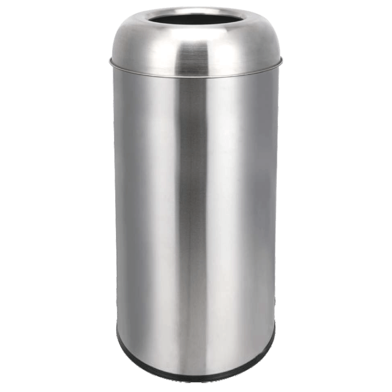 HZ800 commercial lobby stainless steel trash bin in 50L/70L/90L sizes, stainless steel and white finishes - 70L