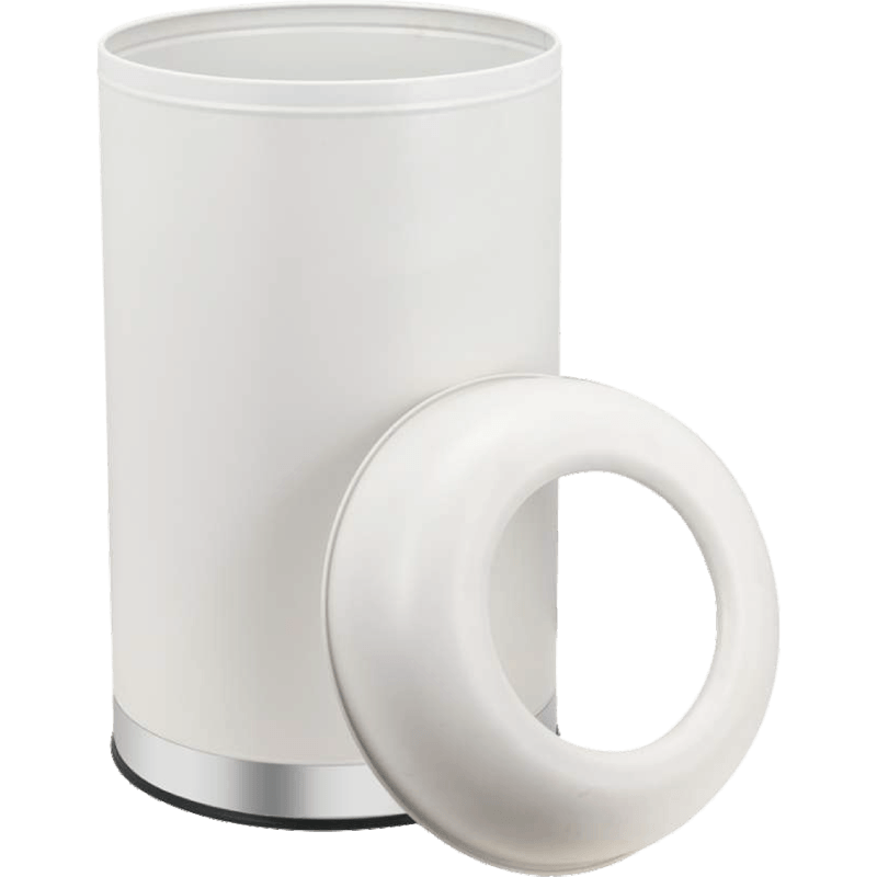 HZ800 commercial lobby stainless steel trash bin in 50L/70L/90L sizes, stainless steel and white finishes - details
