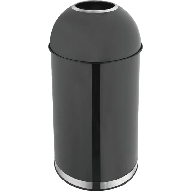 HZ810 commercial lobby stainless steel trash bin with dome top, multiple sizes and finishes - Shiny Black | stainless steel hotel lobby trash can for commercial use