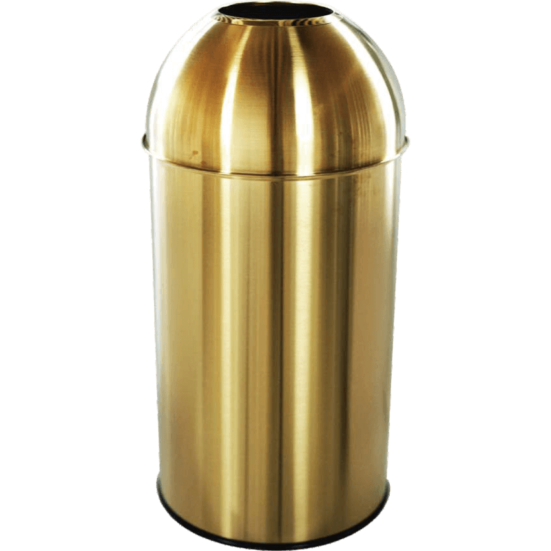 HZ810 commercial lobby stainless steel trash bin with dome top, multiple sizes and finishes - Shiny Gold