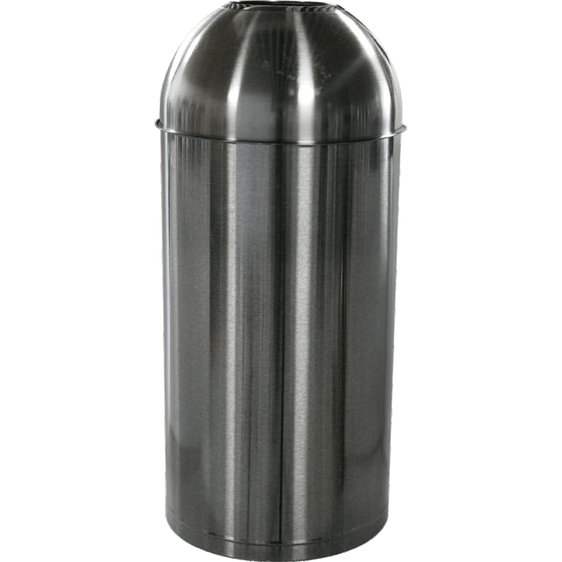 HZ810 commercial lobby stainless steel trash bin with dome top, multiple sizes and finishes - Shiny Grey