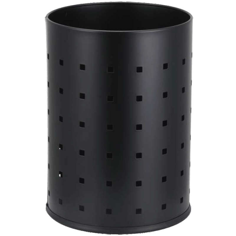 HZ930 perforated metal open top kitchen trash can, 5L black-color for home and office use