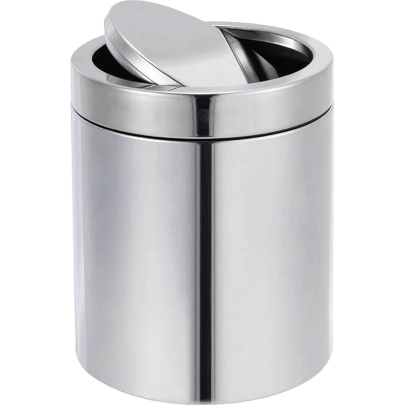 HZ950 5L stainless steel swing lid tabletop trash can, compact for kitchen and office use - open