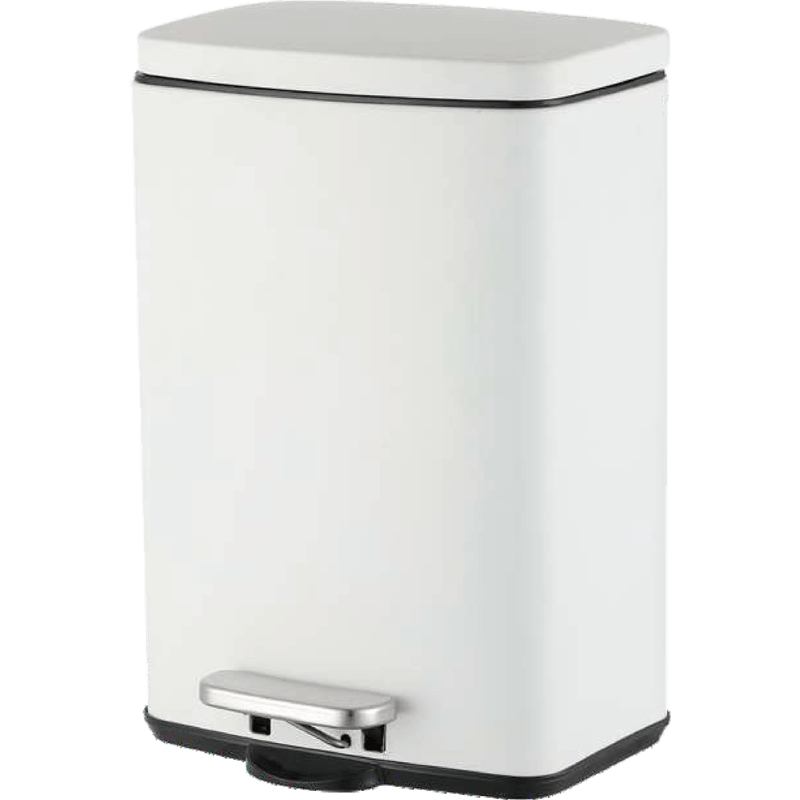 HZ200 square pedal trash can in white color, compact design for household kitchen and home use, available in silver, black and white