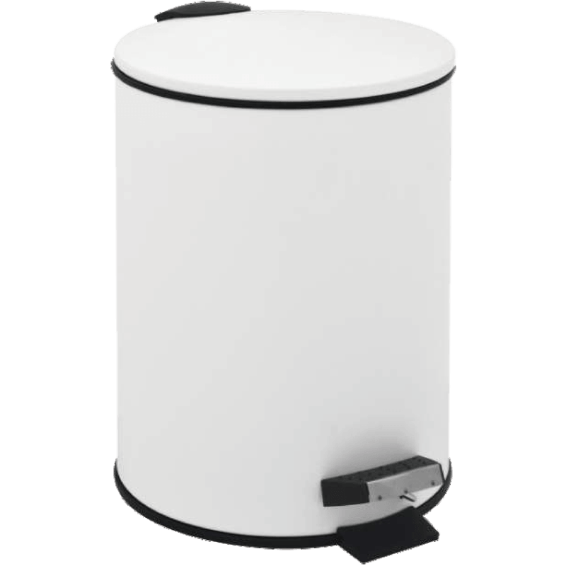 HZ203 round household pedal trash can, white, compact design for bedroom and office use