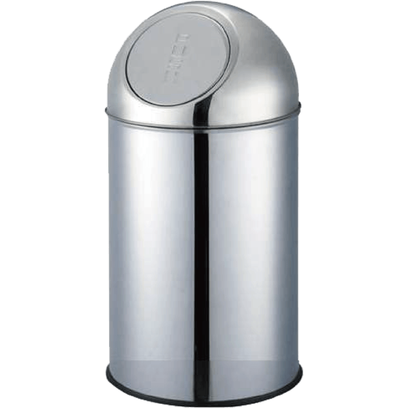 HZ310 commercial lobby stainless steel trash bin with fixed push lid, 15L-70L sizes in white and stainless steel finishes - Satin