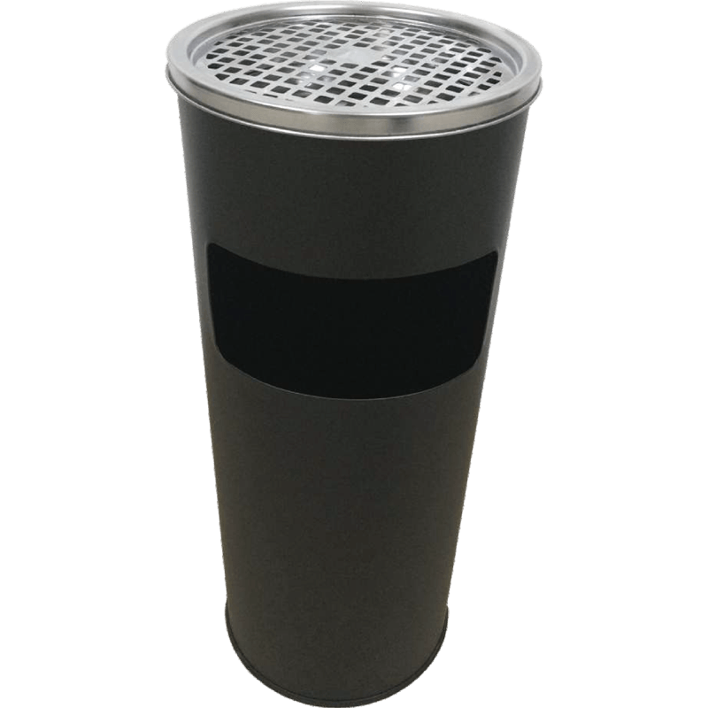 HZ860 commercial lobby stainless steel trash bin with ashtray top, 8L/12L/17L sizes in stainless steel and black finishes - 17L Black