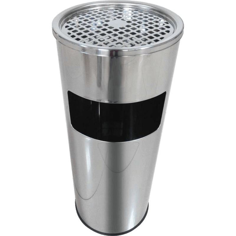 HZ860 commercial lobby stainless steel trash bin with ashtray top, 8L/12L/17L sizes in stainless steel and black finishes - 17L Satin