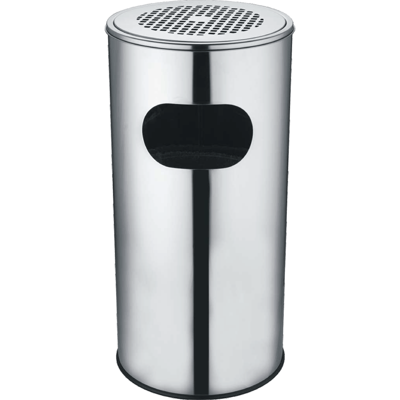 HZ860 commercial lobby stainless steel trash bin with ashtray top, 8L/12L/17L sizes in stainless steel and black finishes - 30L Satin