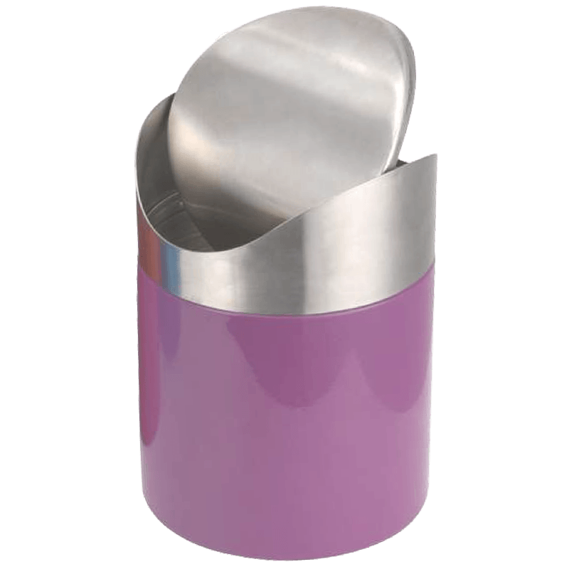 HZ910 small stainless steel swing lid table top trash can, 1.5L/2.5L multi-color for home and office use - Lavender