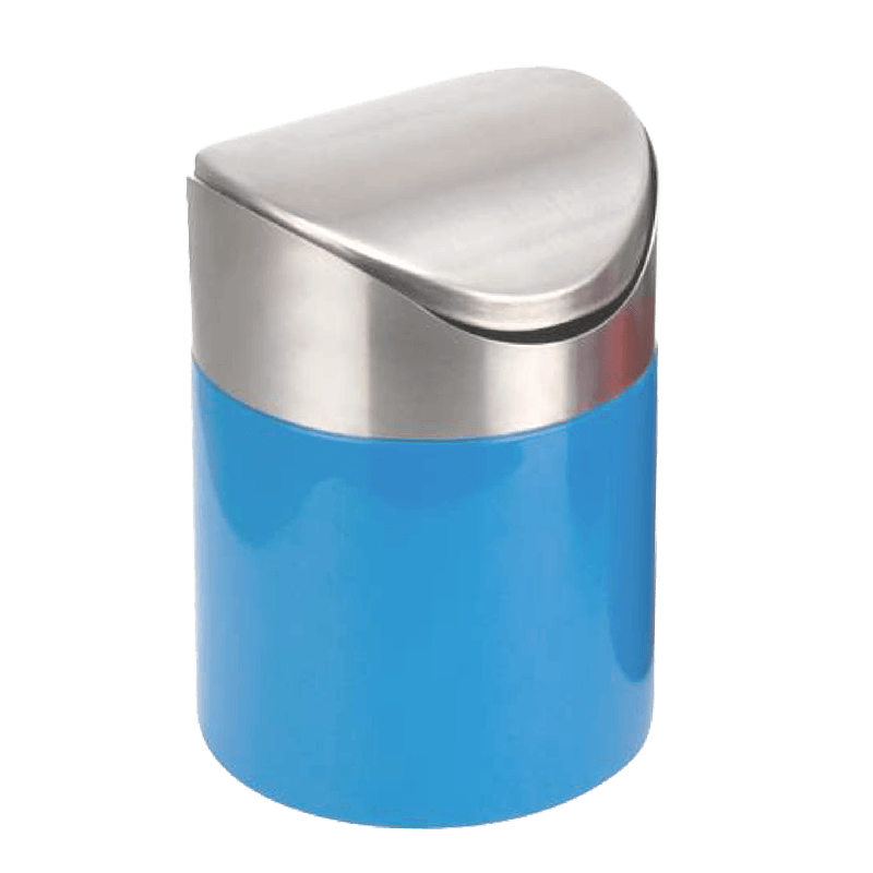 HZ910 small stainless steel swing lid table top trash can, 1.5L/2.5L multi-color for home and office use - Sky Blue