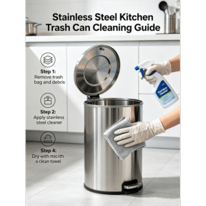 clean and maintain stainless steel kitchen trash can